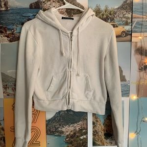 !AUTHENTIC! Brandy Melville white cropped zip up.